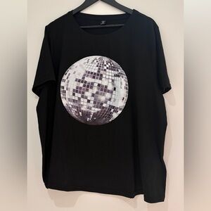 Black Curve T-Shirt with Disco Ball